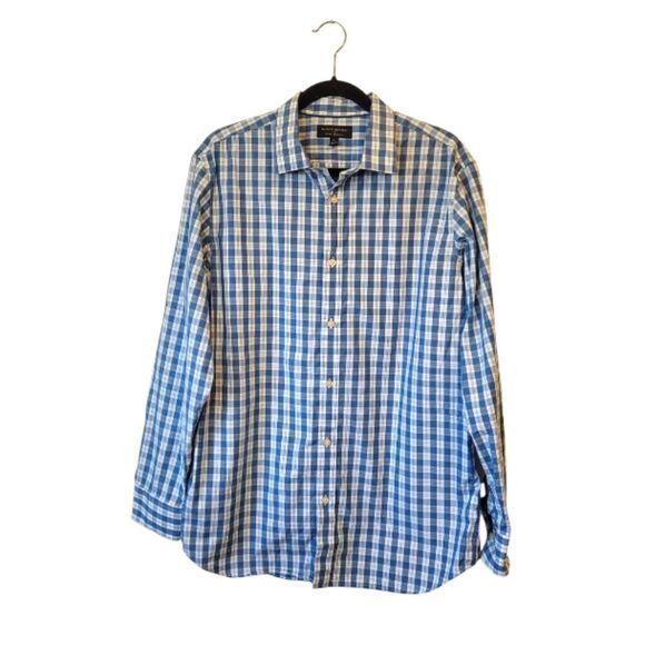 Banana Republic Men's Blue Plaid Standard Fit Button Down Shirt - Picture 1 of 5